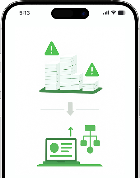 Phone displaying paperless trade platform